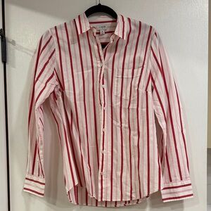 J. Crew Women's Button-Down Shirt with Red and White Stripes